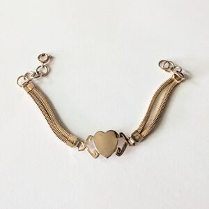 Vintage Signed Hong Kong Gold Tone Heart Bracelet